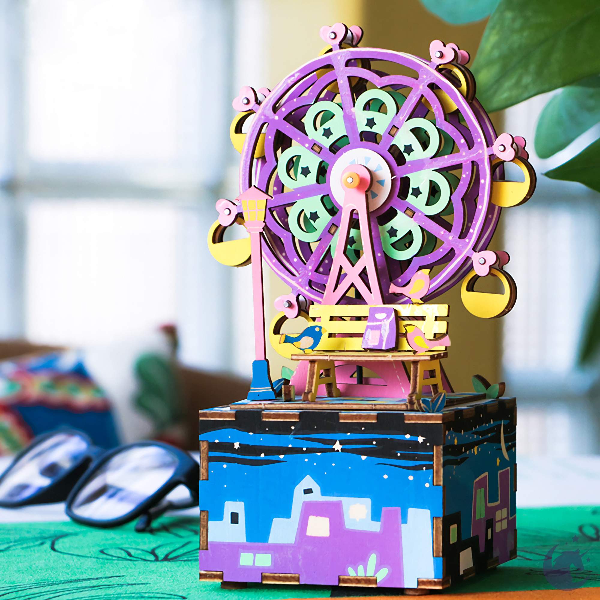 unicorntoys robotime rolife ferris wheel diy music box 3d wooden puzzle birthday gift kits for teens AM402