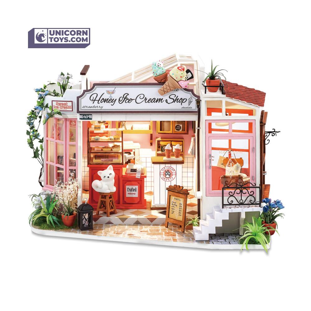 Canada Robotime Rolife Honey Ice cream Shop Miniature Dollhouse DG148 Unicorn Enterprises Corp