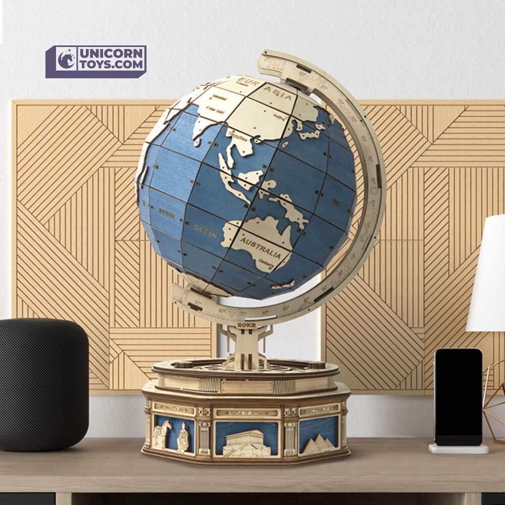The Globe | Mechanical Rotating Earth Model | Robotime ROKR ST002 Curious Discovery Puzzle Kit