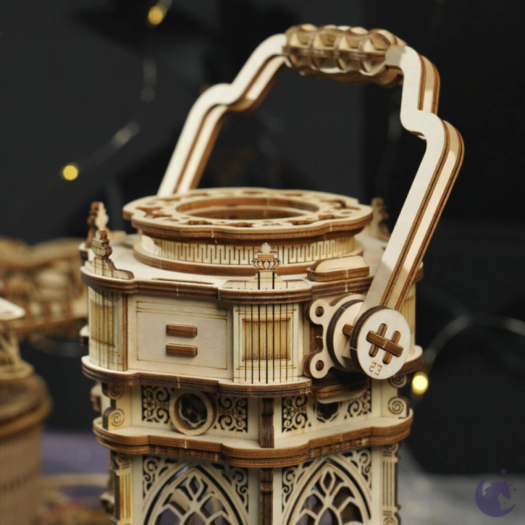 unicorntoys robotime rokr victorian latern diy mechanical music box 3d wooden puzzle kit birthday gifts for teen AMK61